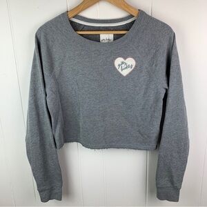 Gilly Hicks Sweater Cropped Pullover Logo Gray Women’s Small